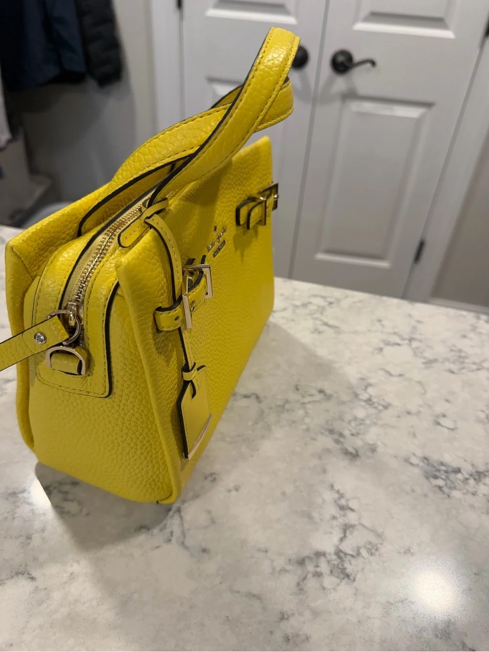 kate spade yellow pebbled leather satchel